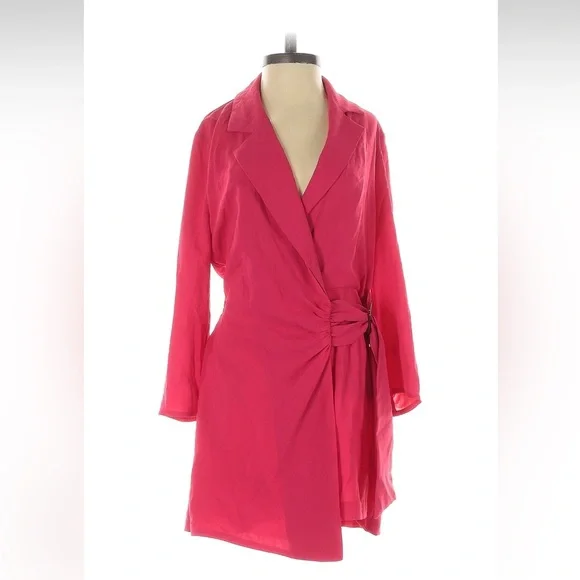 Zara Fuchsia Blazer Romper NWT Wrap Belted Buckle Mini Jumpsuit XS - Picture 7 of 8